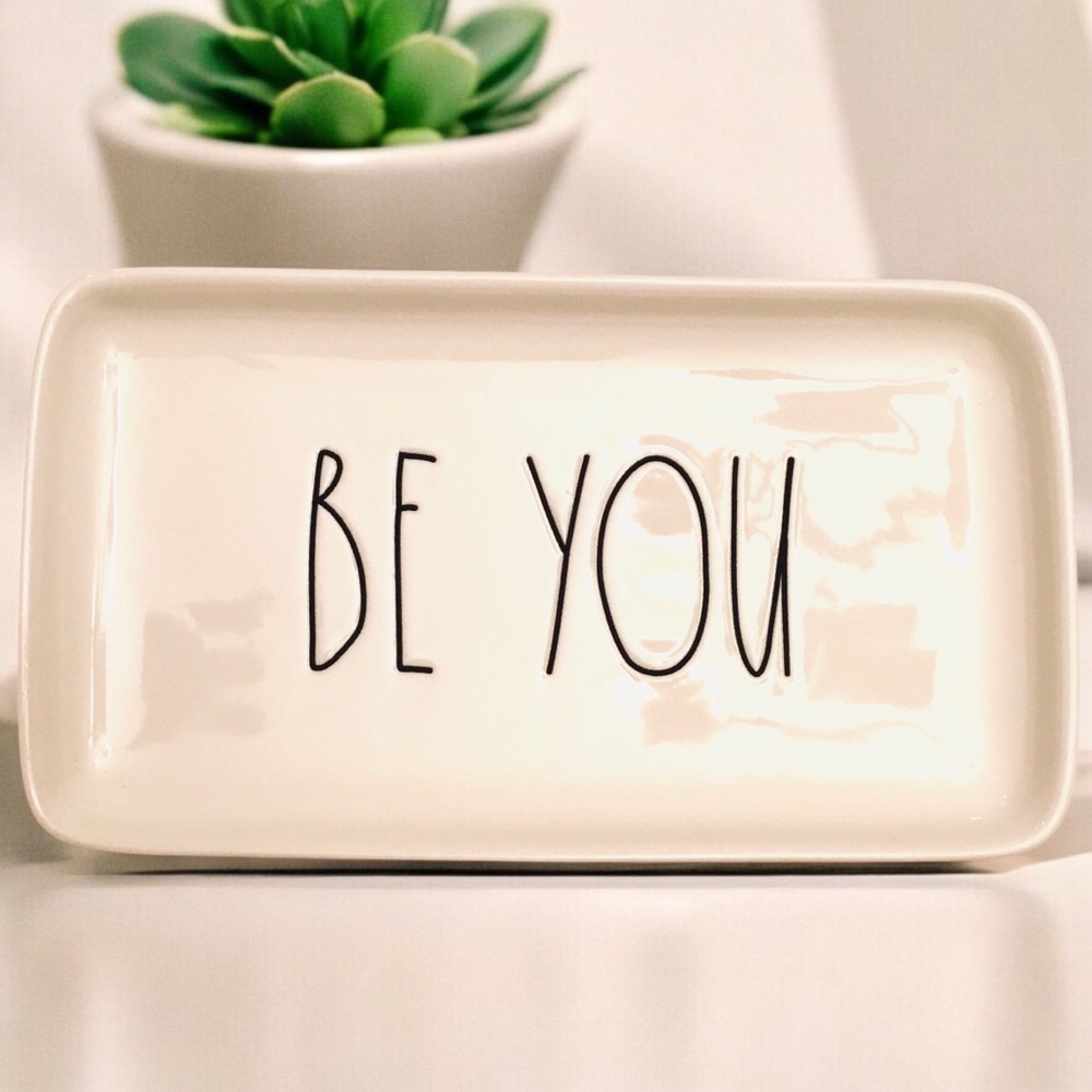 Rae Dunn Organizer Tray BE YOU Artisan Collection Cream Stoneware Size: 9 x 5”